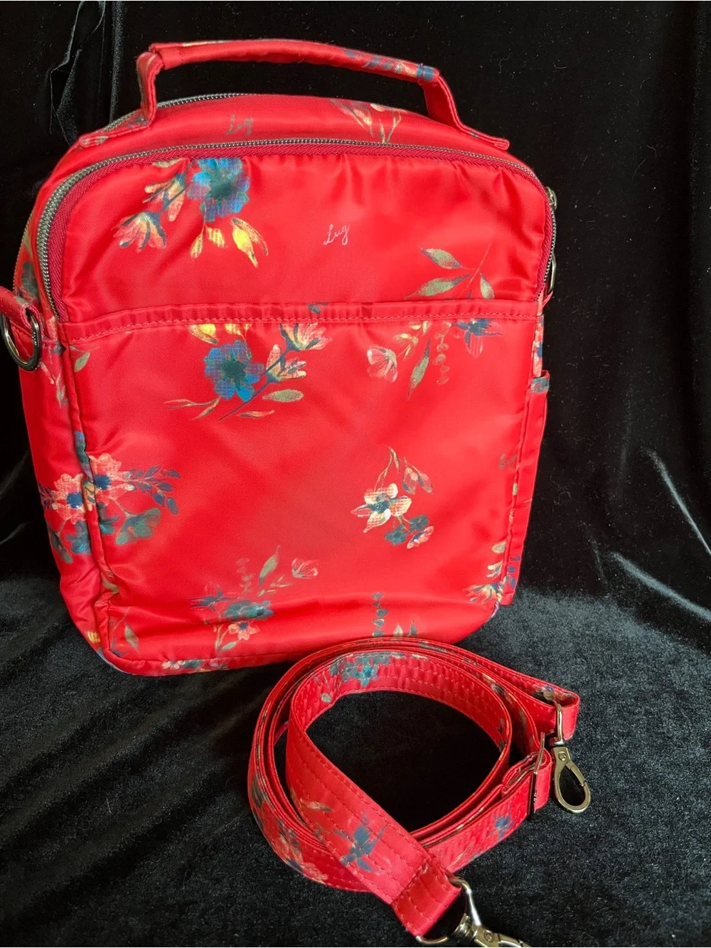 LUG Compass Crossbody Bag Bouquet Red Floral